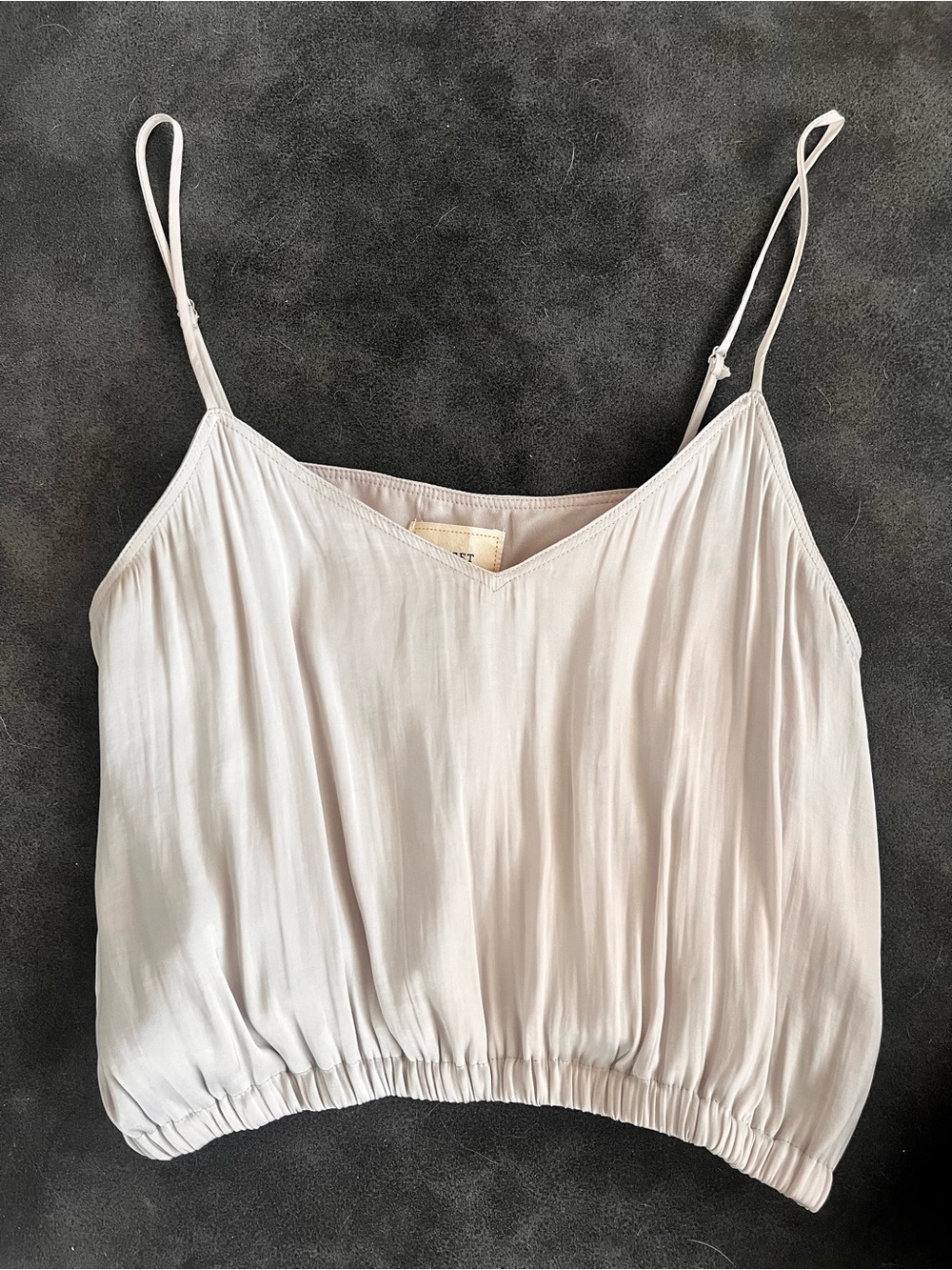 Light Taupe Spaghetti-Strap Cropped Cami Top